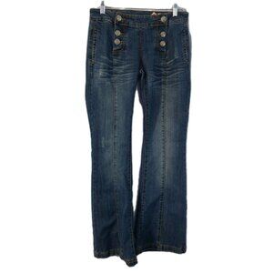 Hot Kiss Womans Jeans Size 9 Flared Sailor Button Front 90's
